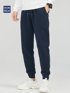 汉斯卡春秋款小脚休闲卫裤男抽绳宽松运动裤春季大码束脚长裤子男