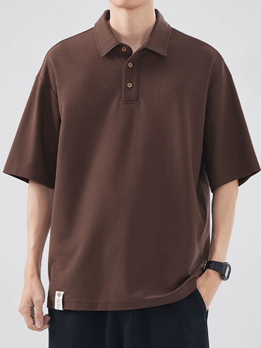 Летняя черная футболка polo для отдыха, короткий рукав, в американском стиле, свободный крой