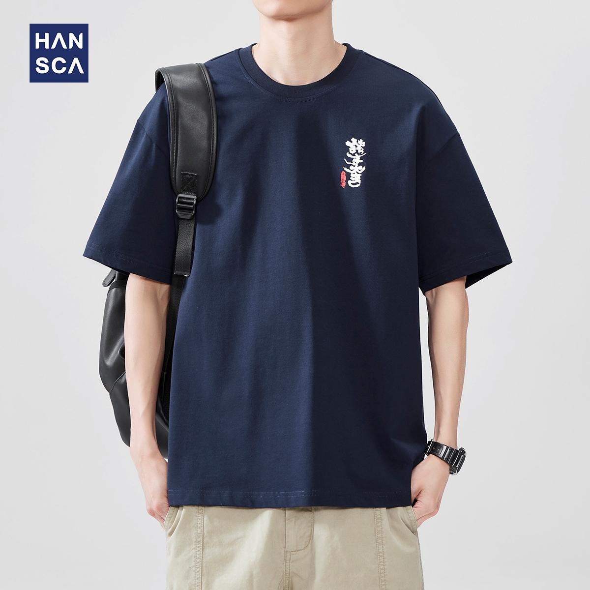hansca250g重磅国潮印花短袖T恤