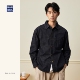 hansca莱赛尔苎麻混纺牛仔衬衫 男2026春季 竹节纹复古翻领衬衣外套