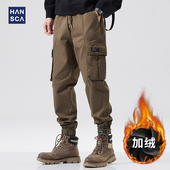 裤 男秋冬款 美式 hansca加绒工装 休闲潮流加厚保暖痞帅宽松束脚长裤