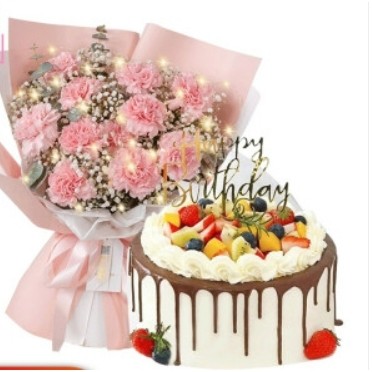 湛江赤坎区步行街南华广场鑫紫荆花园玫瑰花生日蛋糕鲜花店七夕节