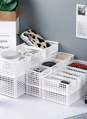 日本进口SANADA桌面收纳盒子化妆品整理盒子办公桌文具分类收纳筐