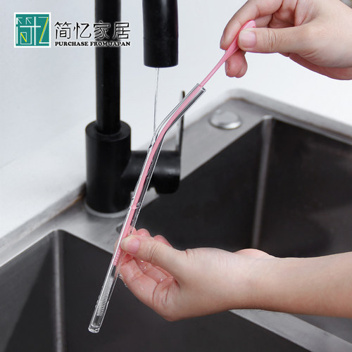 日本进口吸管刷细长奶瓶清洁刷家