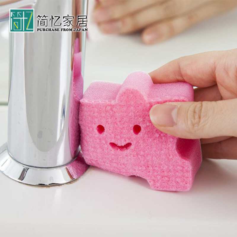 日本进口aisen擦镜子神器粘贴式海绵擦玻璃清洁擦浴室去污魔力刷