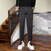 高级感商务休闲裤 子男直筒坠感九分修身 男士 西装 秋冬款 长裤 毛呢裤