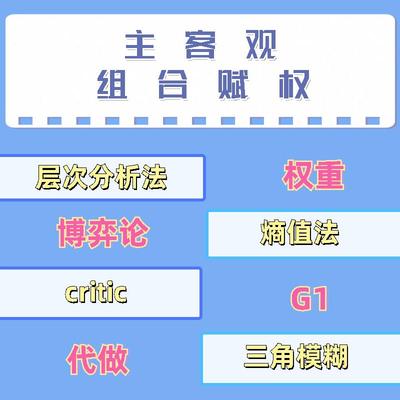 层次分析法+熵值法+G1+critic+博弈论组合赋权 【代做】