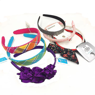 出口外单儿童成人发箍头箍发饰简约清新复古款 格子 发卡银色经典