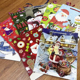 出口原单圣诞节礼品袋子手提袋圣诞礼物袋纸袋收纳袋圣诞节饰品多