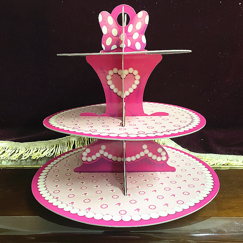 外单卡通甜品展示架纸质三层糕点架儿童生日聚会派对装饰蛋糕架子