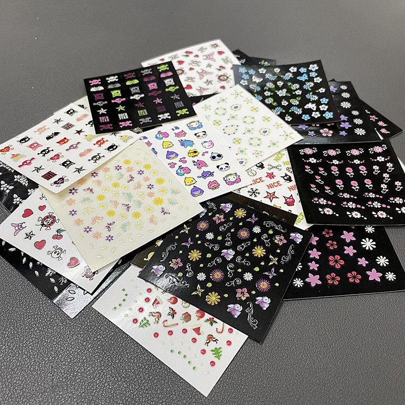 Nail art stickers出口尾单大人小孩能贴指甲帖花 防水环保美甲贴