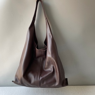 头层牛皮慵懒风托特包通勤腋下包新款大容量软牛皮女包