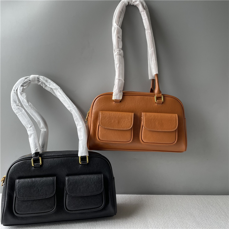 2025夏季新款头层植鞣牛皮复古保龄球高级百搭波士顿腋下单肩女包