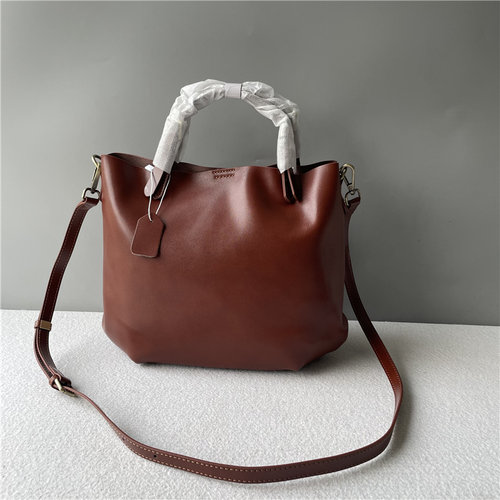 简约大容量通勤植鞣头层牛皮2024新款森系爆款女托特百搭真皮女包