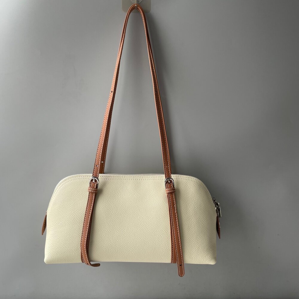 经典款时尚单肩包头层牛皮百搭女包高颜值腋下包真皮牛皮贝壳包