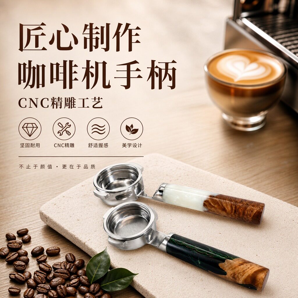不锈钢咖啡机手柄CNC精雕工艺