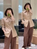 现货 秋冬毛绢棉针织布收腰衬衫