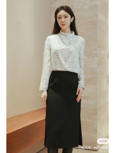 碧水繁花真丝系列锤荡领白底印花上衣 特价 现货