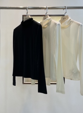 现货 2色 可机洗超细羊毛针织布高领打底衫