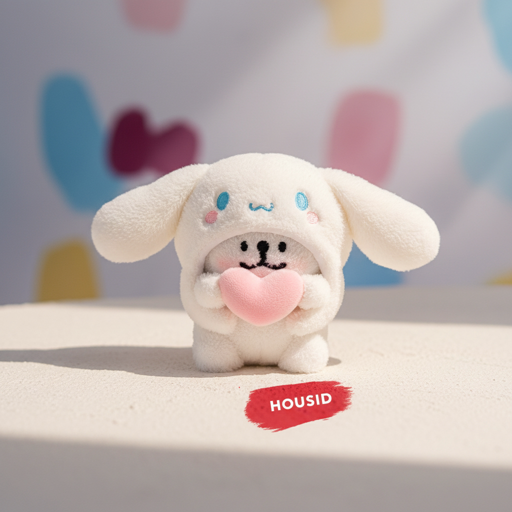 HOUSID日本抱桃心玉桂狗头套线条小狗包包挂件毛绒公仔玩偶礼物女