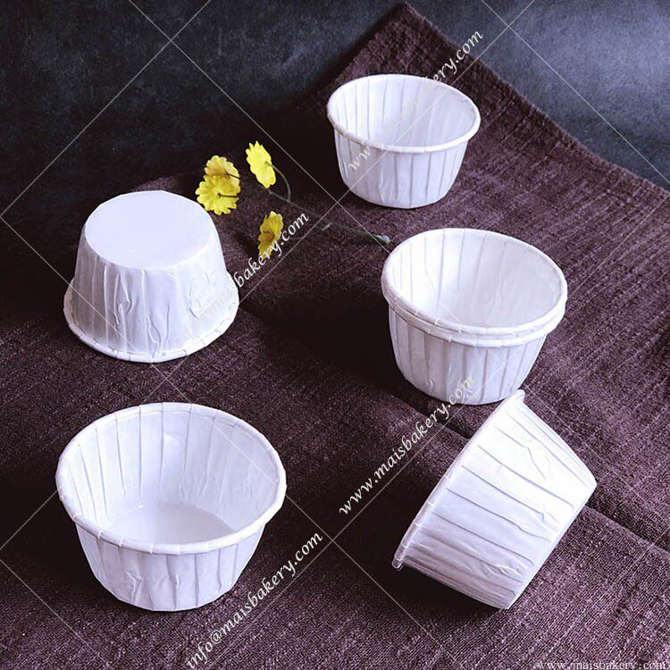 卷边中号白色覆膜蛋糕纸杯食品级耐高温不粘硬质圆形纸托100个