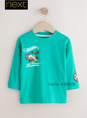 英国Next正品代购男童纯棉绿色赛车长袖T恤运动衫1-8岁AR6-326