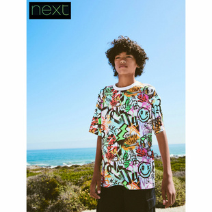 AG5 英国Next正品 T恤衫 男大童亲子彩色涂鸦骷髅纯棉短袖 959 代购