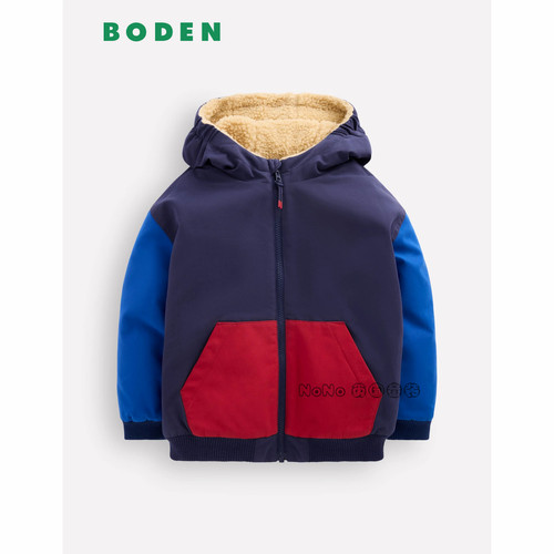 英国Mini Boden男童红蓝色卫衣运动衫加厚毛反双面穿2-14岁B3299