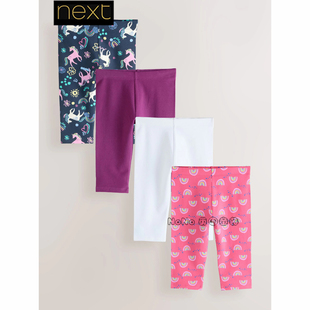 英国Next女大童款蓝白色独角兽子打底裤七分内搭裤3-16岁Y08-380