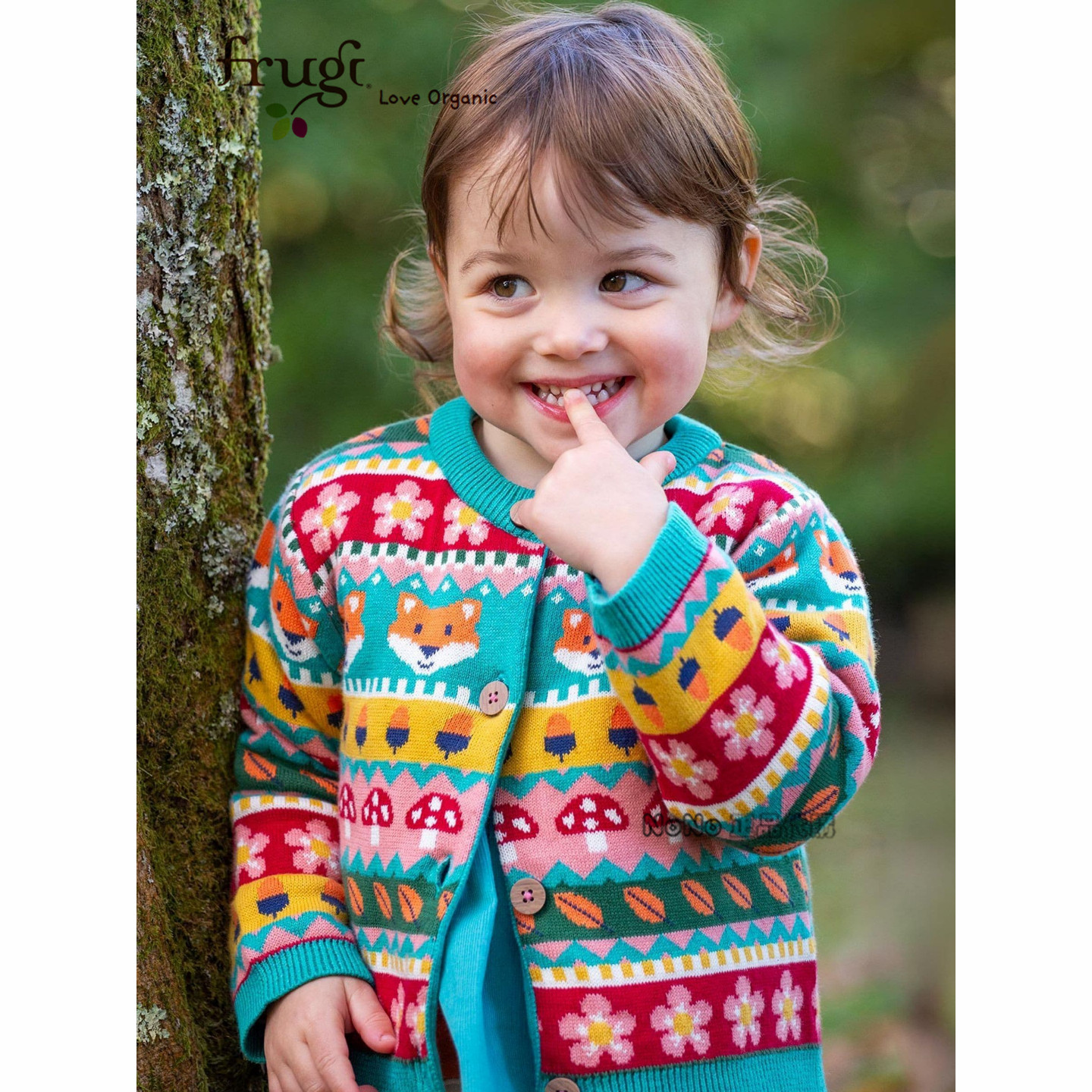 英国Frugi正品有机棉女童狐狸蘑菇花朵针织衫毛衣开衫纯棉H81-072