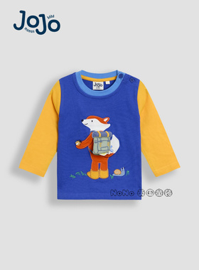 英国Jojo Maman Bebe儿童蓝黄色狐狸背包蜜蜂长袖T恤纯棉F96-715