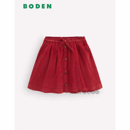 英国Mini Boden女童新年红色灯芯绒全棉半身裙新款2-14岁G6060