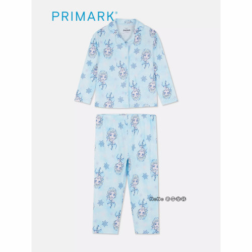 代购英国Primark女童蓝色爱莎冰雪奇缘长袖家居服睡衣裤1-10岁
