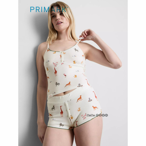 代购英国Primark女款成人狮子王斑马豹子吊带背心家居服睡衣短裤