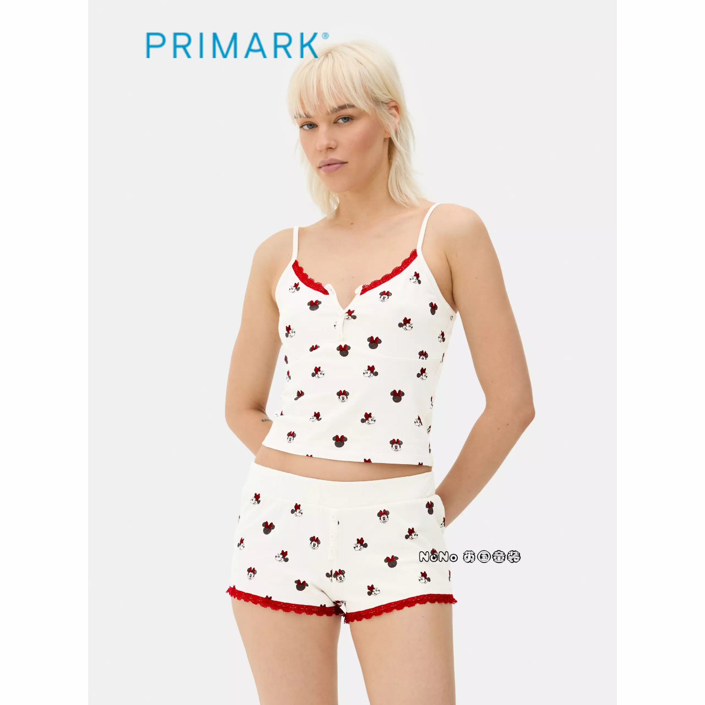 代购英国Primark女款成人大童蕾丝米妮吊带家居服睡衣短裤纯棉