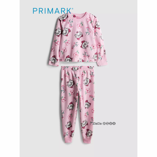 英国Primark儿童粉色玛丽猫咪暖绒冬季长袖家居服睡衣裤新款1-9岁