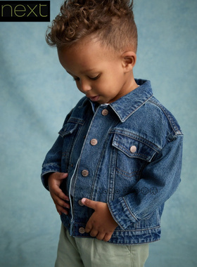 Next英国正品代购男中小大童蓝色牛仔外套休闲纯棉夹克Q61-750