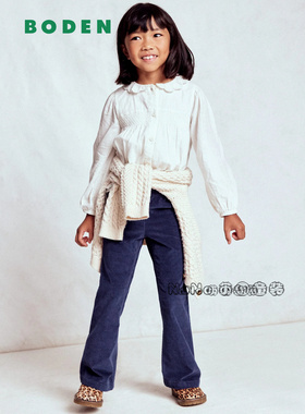 代购英国Mini Boden女童藏青色休闲喇叭裤纯棉弹力2-14岁G5614