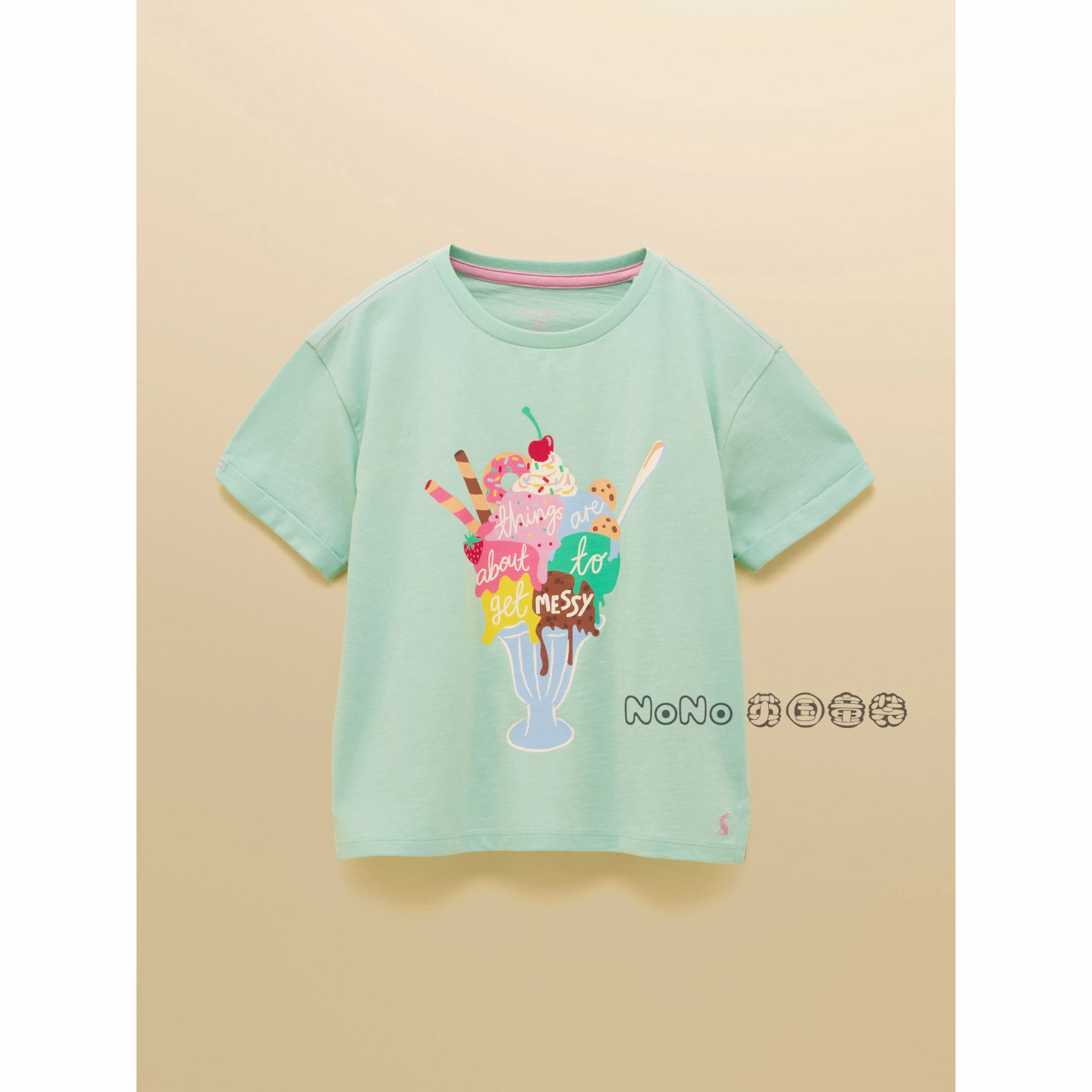 英国Next代购英国兔女童绿色冰淇淋短袖T恤衫全棉1-10岁H27-231