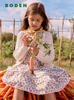 英国Mini Boden女童粉黄色小碎花全棉内衬短袖连衣裙2-12岁G5795