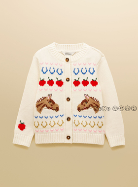 英国兔Next官网代购女童乳白色马苹果毛衣针织开衫1-12岁W37-959