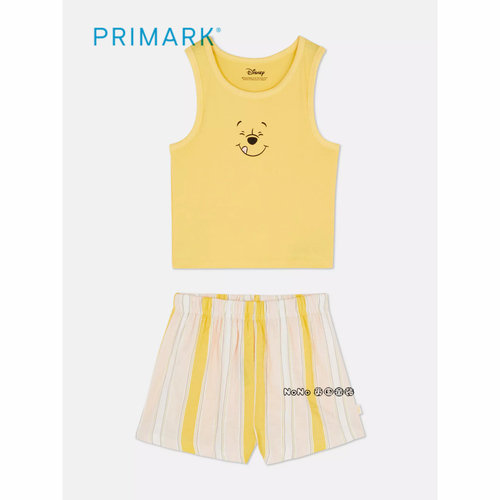 现货英国Primark女款成人大童小熊维尼噗噗背心家居服睡衣裤纯棉