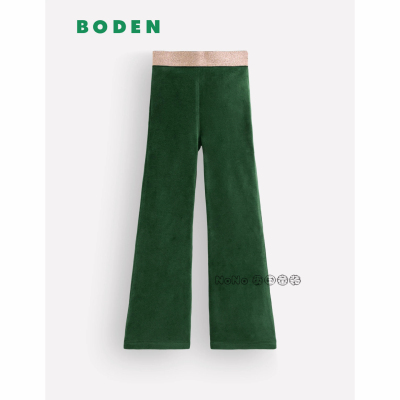 英国Mini Boden女童深绿色丝绒休闲喇叭裤弹力2-14岁新款G6196