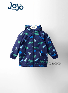 代购英国JoJo Maman Bebe男童恐龙蓝色双面穿棉服外套加厚F53-653