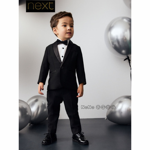 英国Next正品男童黑白衬衫礼服西装领结长裤演出生日套装B14-376