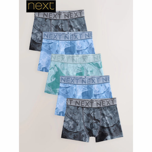 Next代购英国正品男中大童蓝绿灰色印花平四角内裤短裤AW8-664