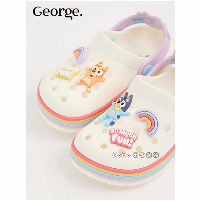英国GEORGE乔治代购儿童彩虹布鲁伊BLUEY洞洞鞋拖鞋沙滩1354948