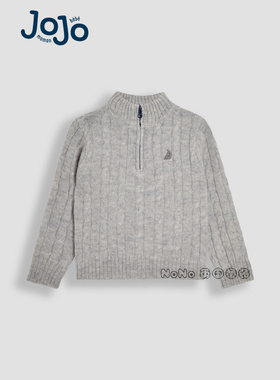 英国JoJo Maman Bebe儿童灰色学院毛衣针织衫1-9岁羊毛F49-192