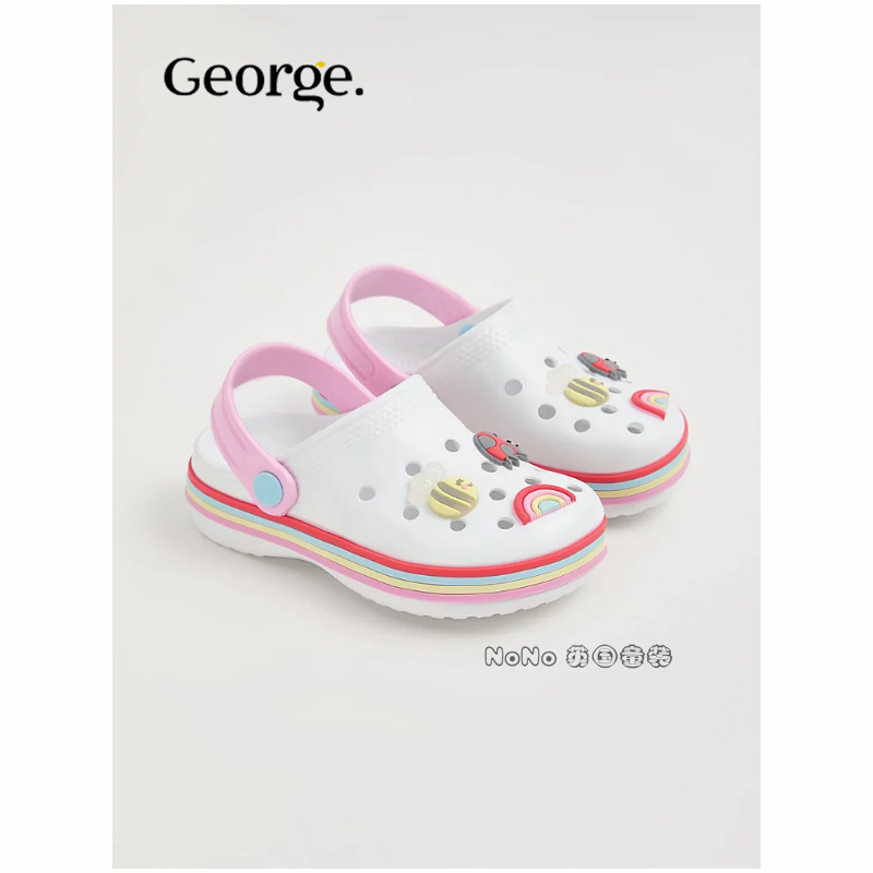 英国乔治George代购女童彩虹瓢虫蜜蜂包头凉拖鞋凉洞洞鞋1278586