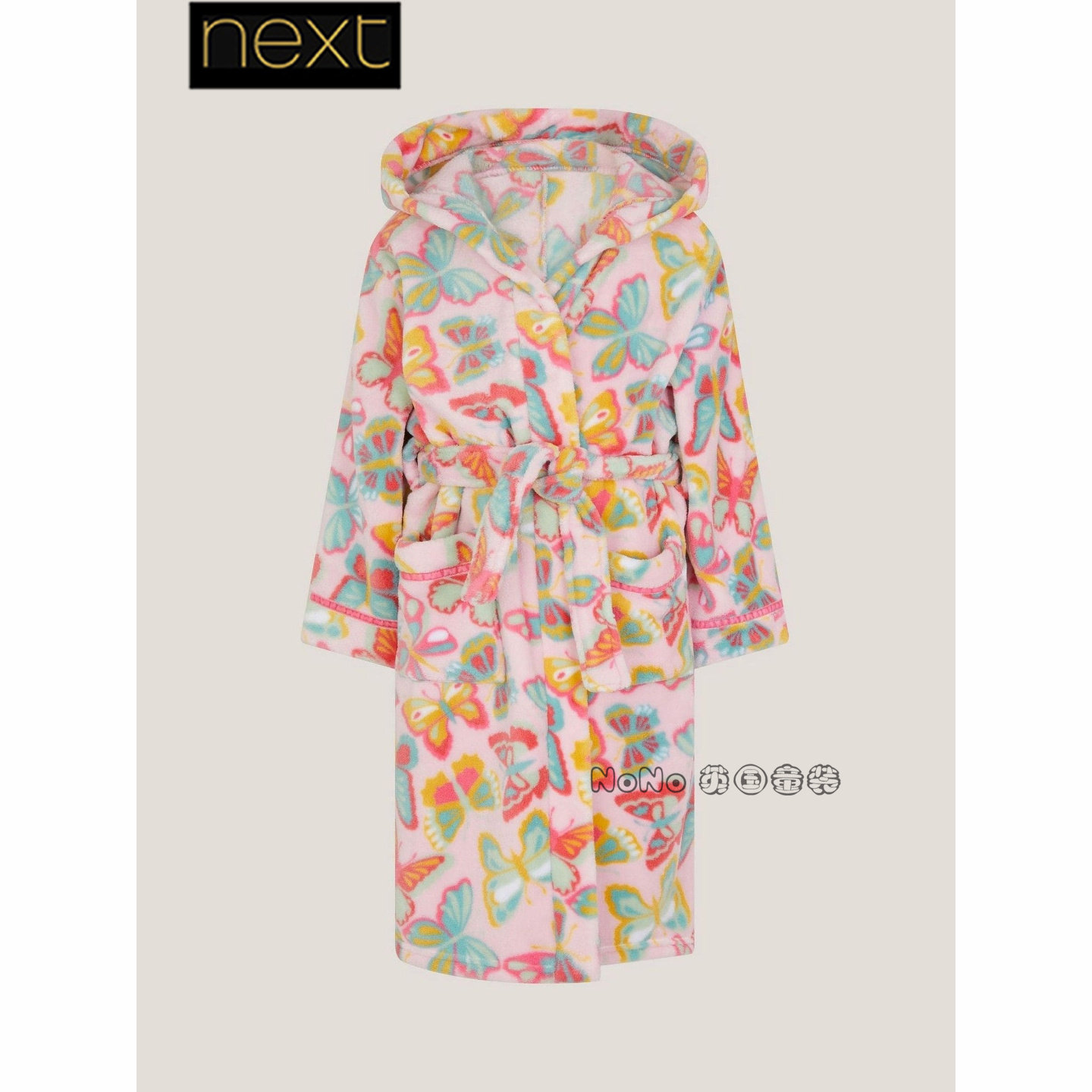 Next英国官网MONSOON女童粉色夜光蝴蝶睡袍浴袍家居服G07-681